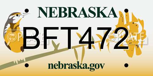 BFT472 Nebraska License Plate