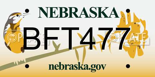 BFT477 Nebraska License Plate