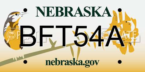 BFT54A Nebraska License Plate