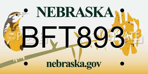 BFT893 Nebraska License Plate