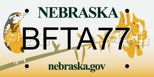BFTA77 Nebraska License Plate