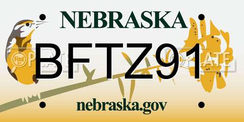 BFTZ91 Nebraska License Plate