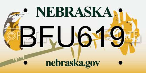 BFU619 Nebraska License Plate