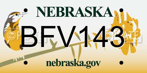 BFV143 Nebraska License Plate
