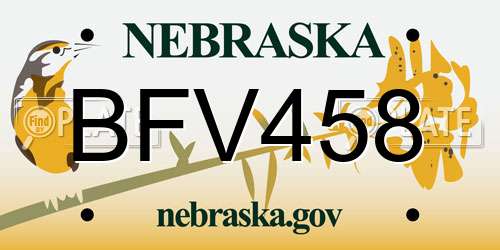 BFV458 Nebraska License Plate