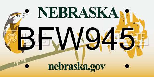 BFW945 Nebraska License Plate