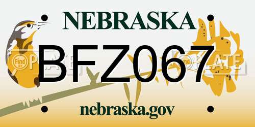 BFZ067 Nebraska License Plate