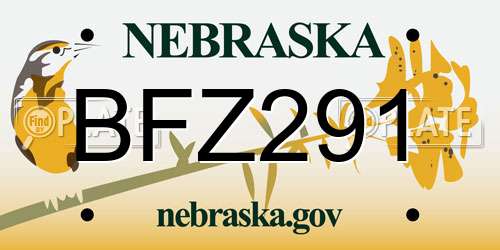 BFZ291 Nebraska License Plate