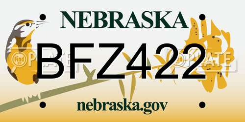 BFZ422 Nebraska License Plate