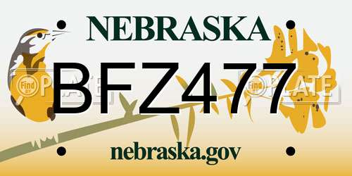 BFZ477 Nebraska License Plate