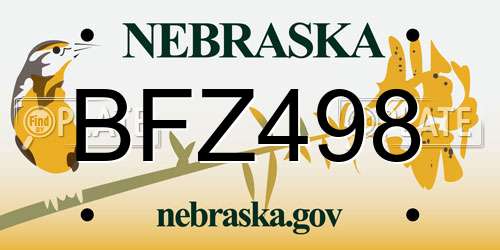 BFZ498 Nebraska License Plate