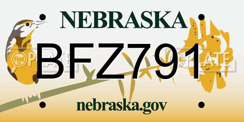 BFZ791 Nebraska License Plate