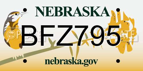 BFZ795 Nebraska License Plate