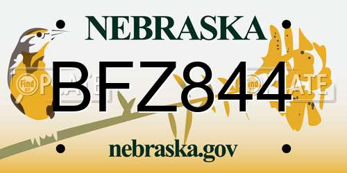 BFZ844 Nebraska License Plate