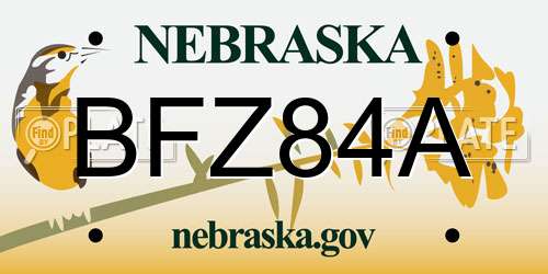 BFZ84A Nebraska License Plate