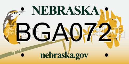 BGA072 Nebraska License Plate