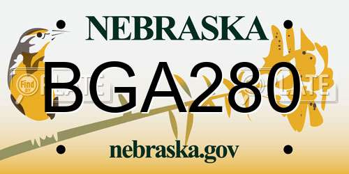 BGA280 Nebraska License Plate