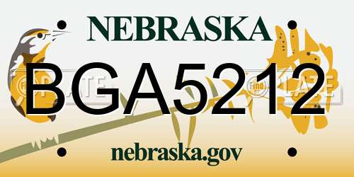 BGA5212 Nebraska License Plate