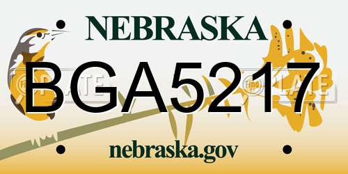 BGA5217 Nebraska License Plate