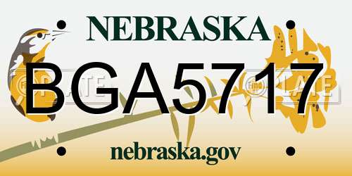 BGA5717 Nebraska License Plate