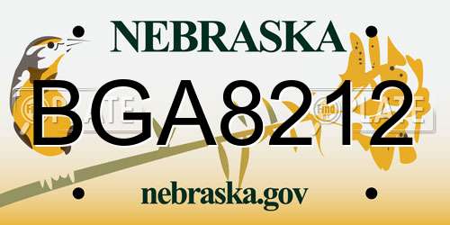 BGA8212 Nebraska License Plate