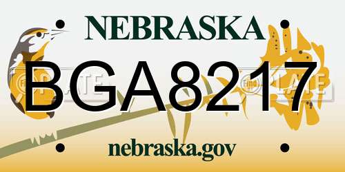 BGA8217 Nebraska License Plate