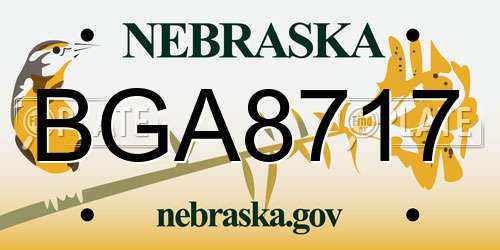 BGA8717 Nebraska License Plate