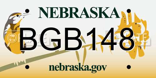 BGB148 Nebraska License Plate