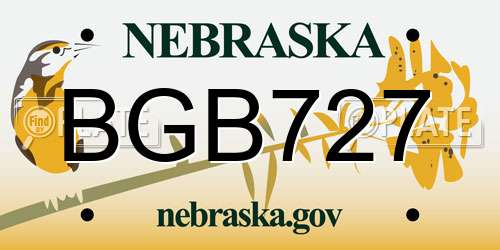 BGB727 Nebraska License Plate