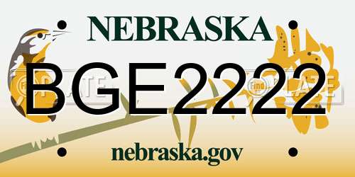 BGE2222 Nebraska License Plate
