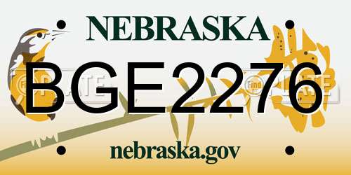 BGE2276 Nebraska License Plate