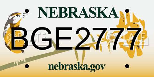 BGE2777 Nebraska License Plate