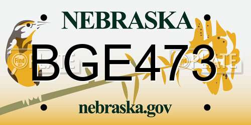 BGE473 Nebraska License Plate