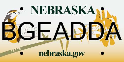 BGEADDA Nebraska License Plate