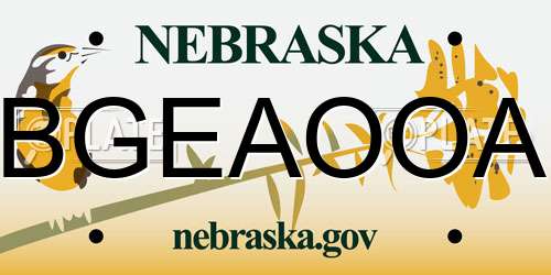 BGEAOOA Nebraska License Plate