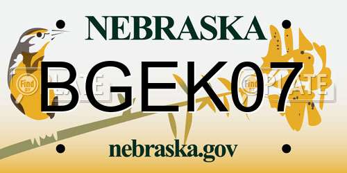 BGEK07 Nebraska License Plate