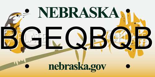 BGEQBQB Nebraska License Plate