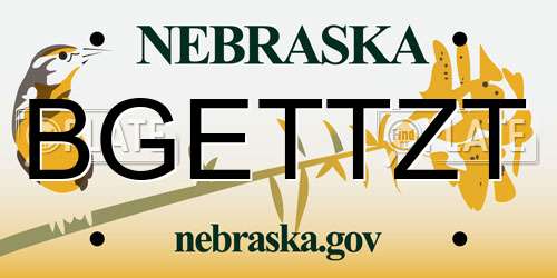 BGETTZT Nebraska License Plate