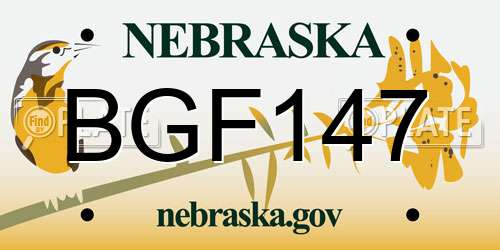BGF147 Nebraska License Plate