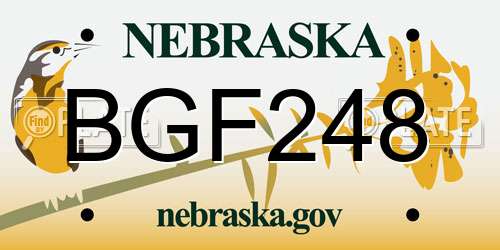 BGF248 Nebraska License Plate