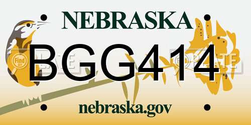 BGG414 Nebraska License Plate