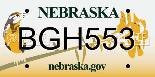 BGH553 Nebraska License Plate
