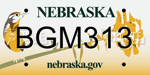 BGM313 Nebraska License Plate