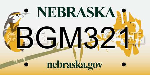 BGM321 Nebraska License Plate