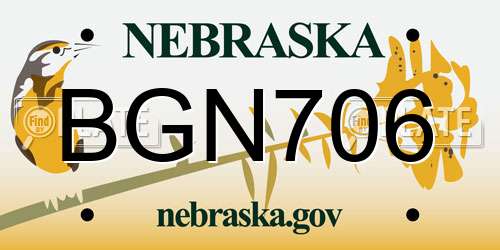 BGN706 Nebraska License Plate