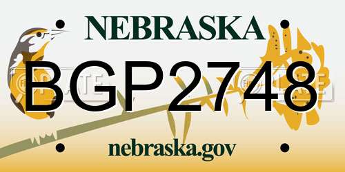 BGP2748 Nebraska License Plate