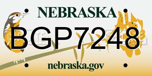 BGP7248 Nebraska License Plate