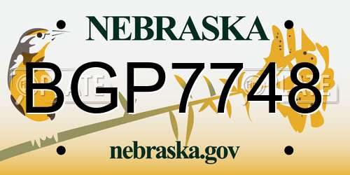 BGP7748 Nebraska License Plate