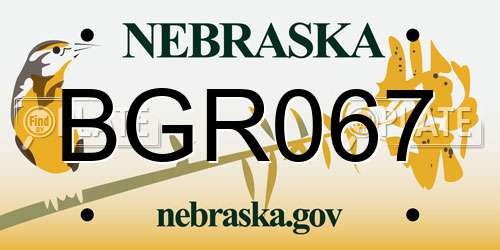 BGR067 Nebraska License Plate
