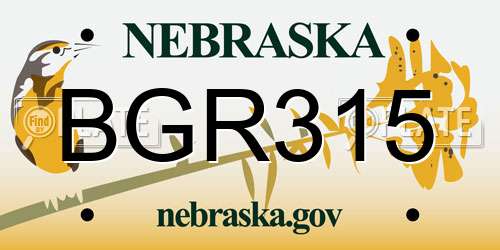 BGR315 Nebraska License Plate